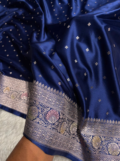 Royal Blue Shade Minakari Booti Mashru Silk Saree MS38