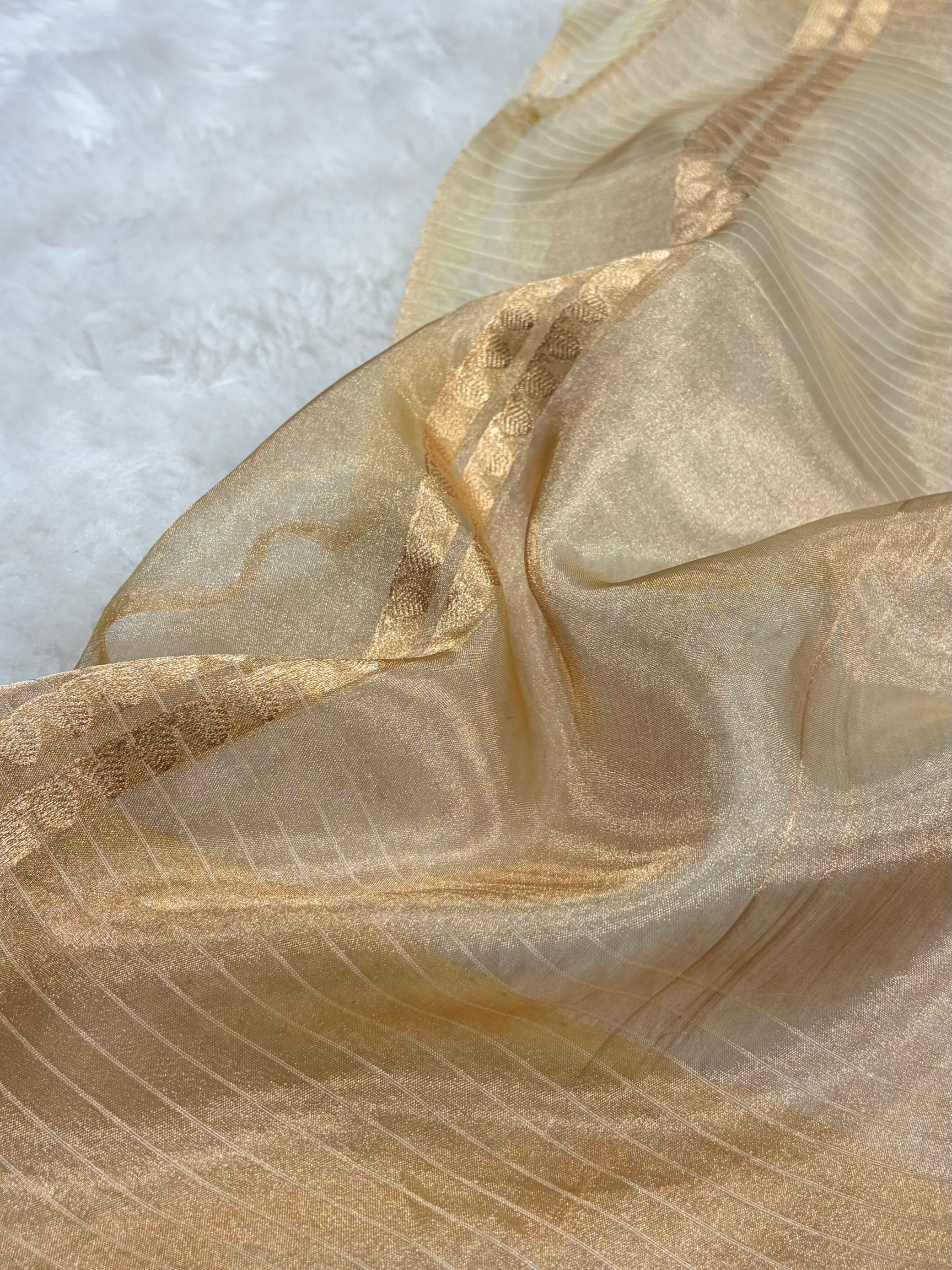 Tusser Bananasi Floral Shades Pure Tissue Silk Saree PT-54