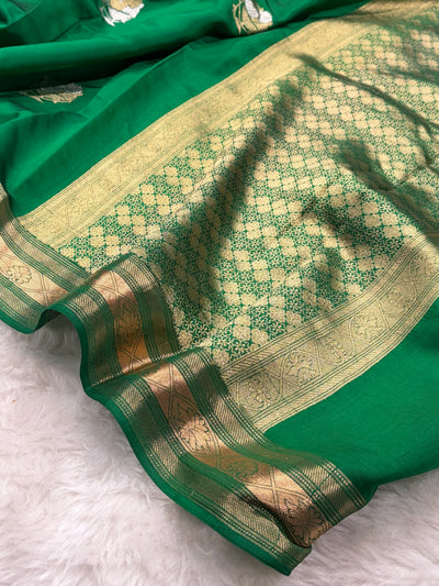 Bottle Green Boota Handwoven Paper Silk RM-29