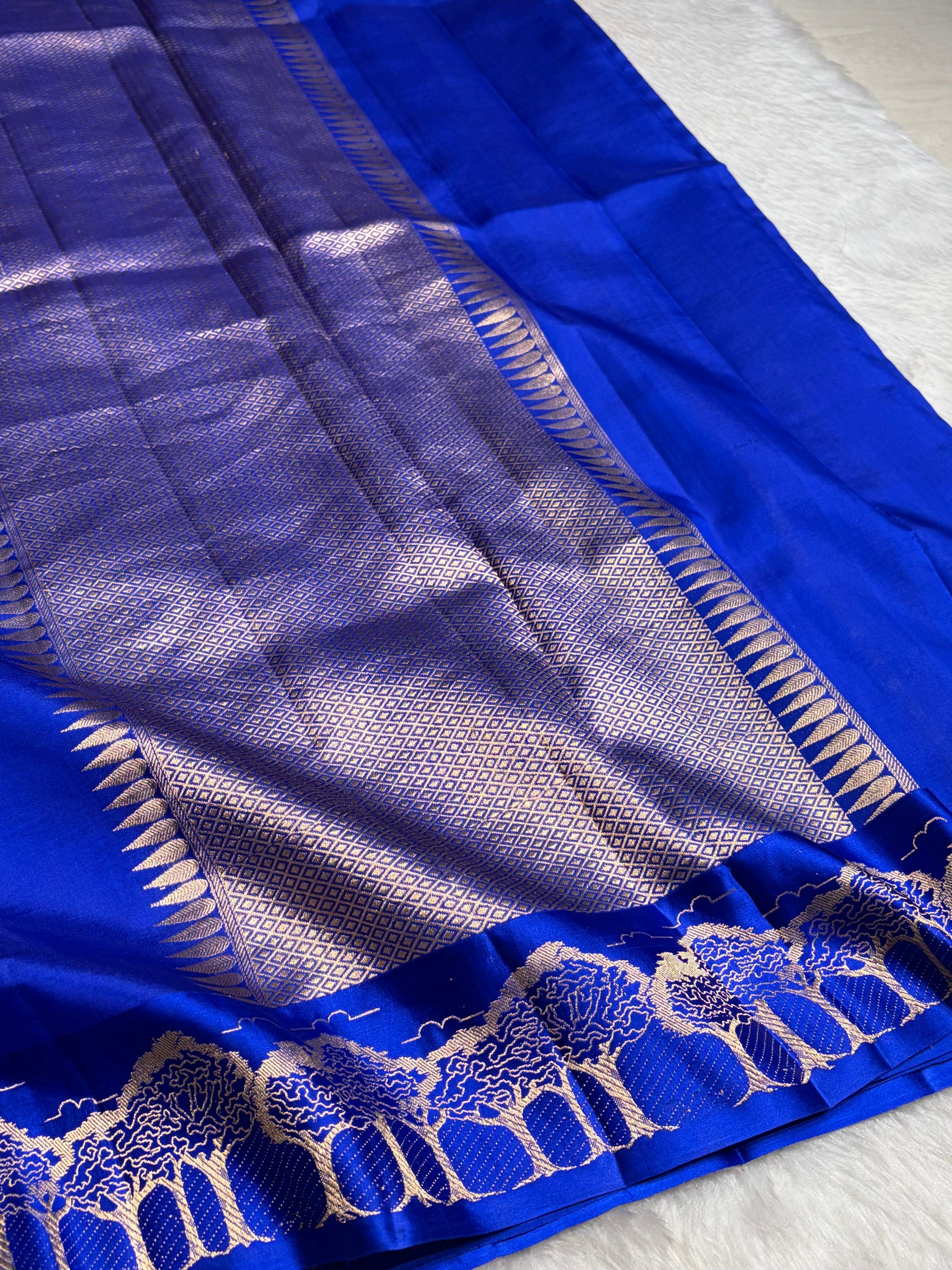 Royal Blue Shades Handwoven Pure Raw Mango Silk RM-63