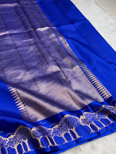 Royal Blue Shades Handwoven Pure Paper Silk RM-63