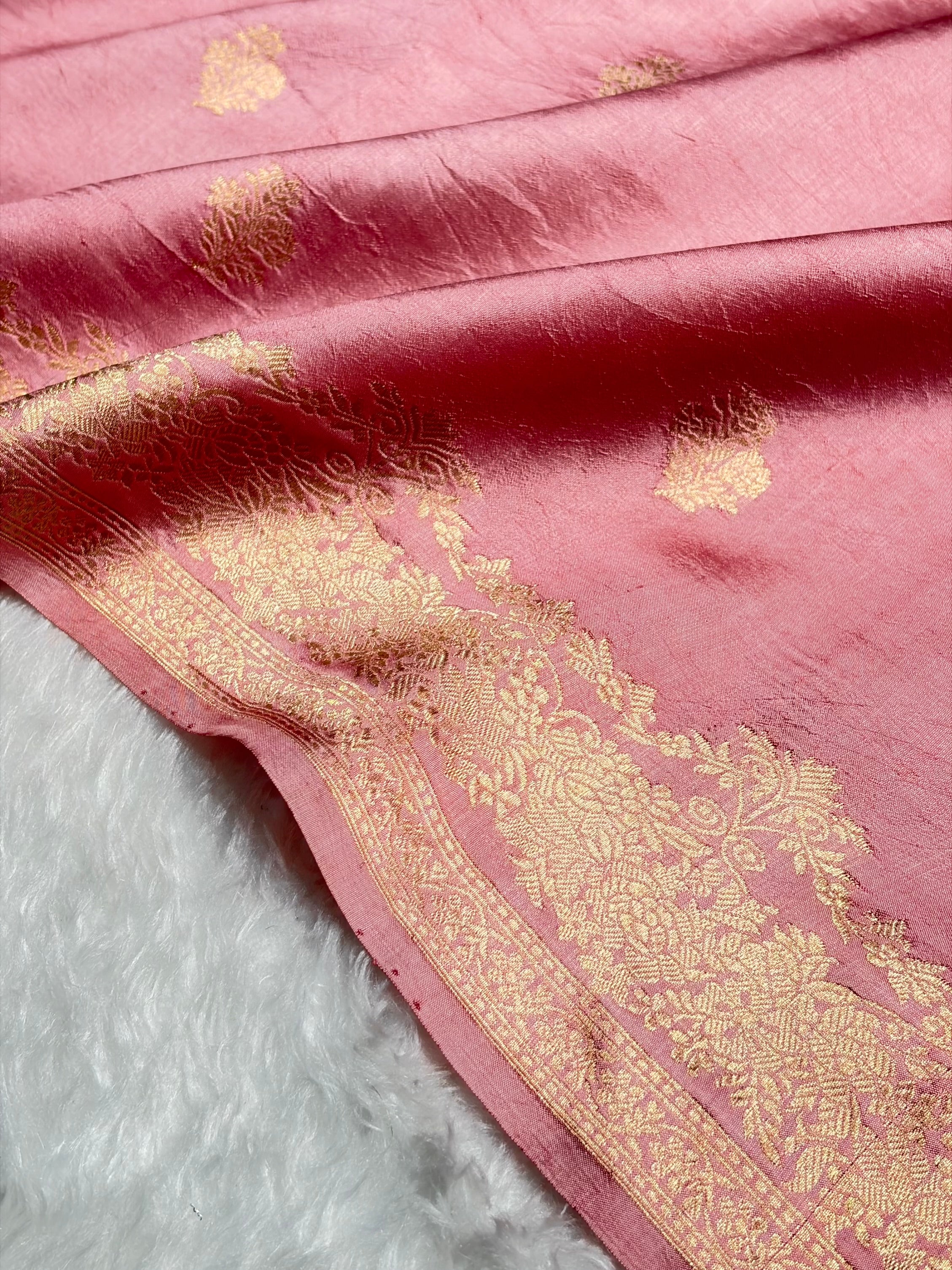 Baby Pink Shades Handwoven Pure Raw Mango Silk RM-52