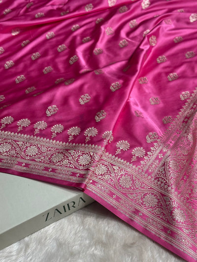 Pink Shades Floral Border Boota Mashru Silk Saree MCS66