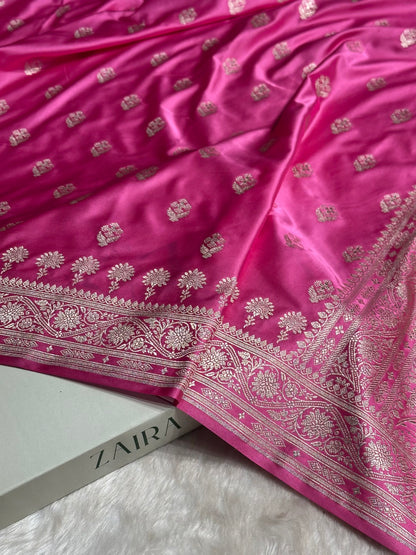 Pink Shades Floral Border Boota Mashru Silk Saree MS66