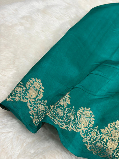 Banarasi Rama Shades Minakari Boota Handwoven Pure Paper Silk RM-79