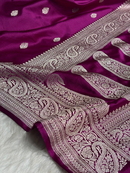 Pinkish Wine Shades Booti Mashru Silk Saree MS69