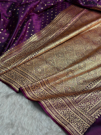 Banarasi Satin Katan Saree in Wine Shades SK88