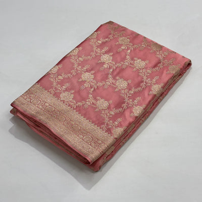 Peach Floral Jaal Mashru Silk Saree