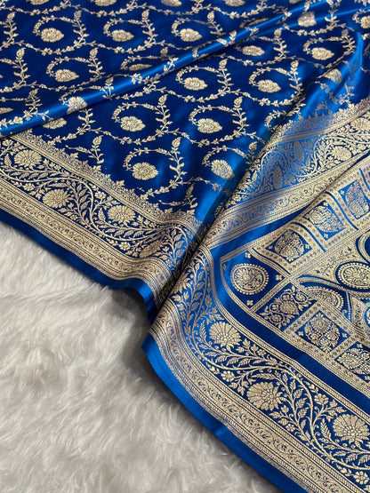 Banarasi Satin Katan Saree With Boota in Firozi Shades SK118