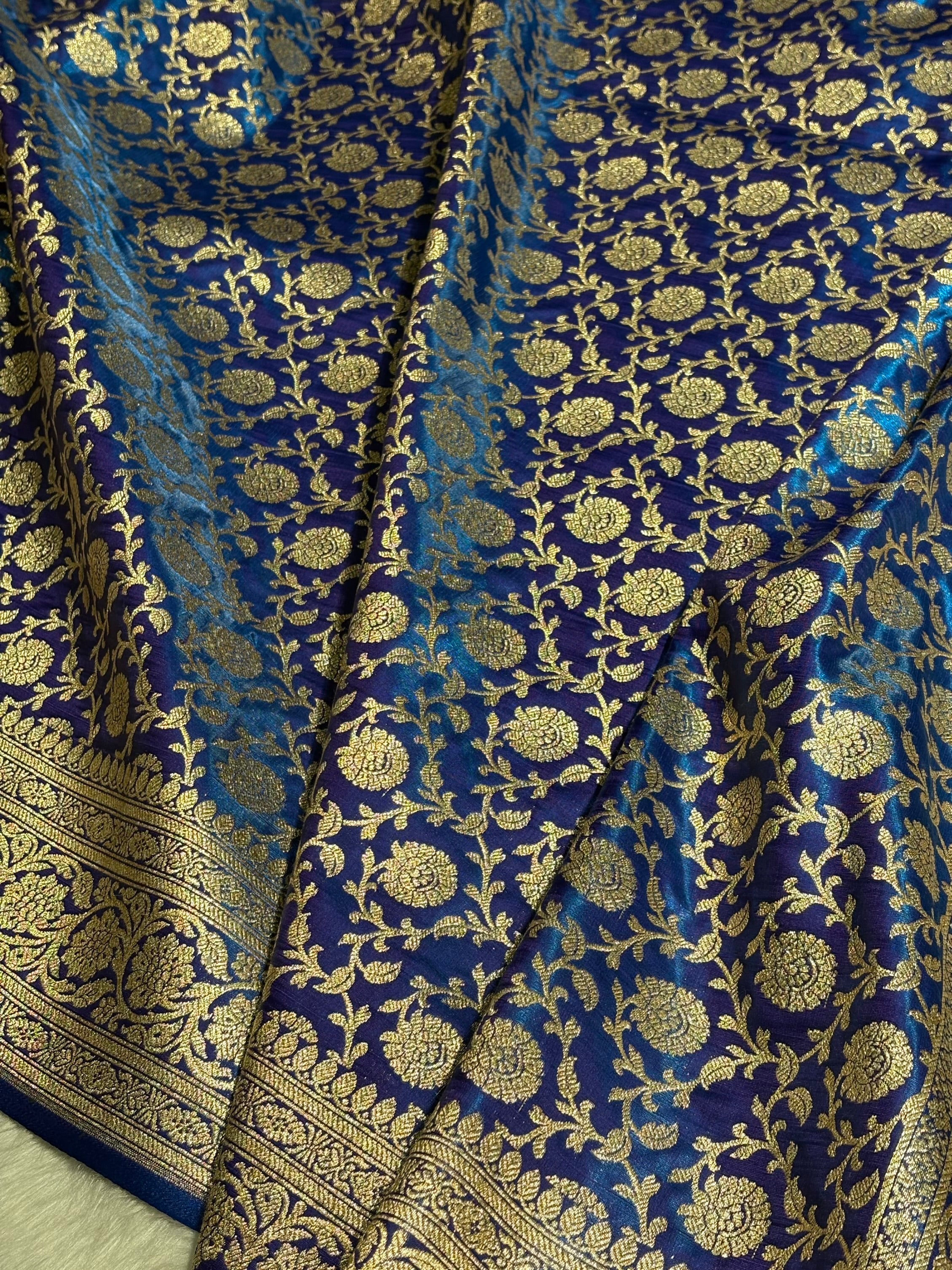 Satin Silk Jaal in Royal Blue Shades SS21
