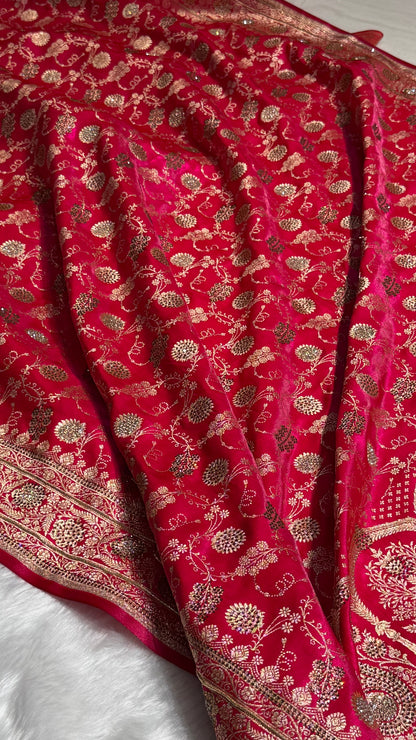Rani Satin Silk Jaal with Swavroski Work BSS17