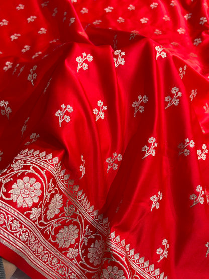 Red Shades Banarasi Boota Pattern Floral Mashru Silk Saree MSM-106