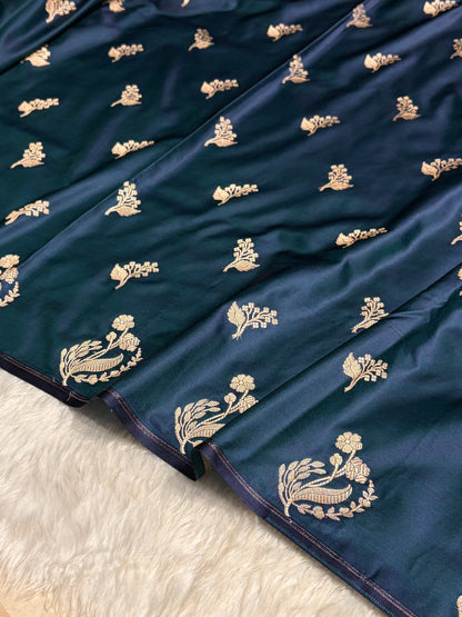 Peacock Boota With Floral Border Mashru Silk Saree MSM-91