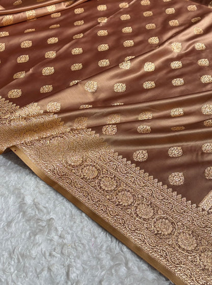 Banarasi Boota Katan Silk Saree In Tusser Shades SK02