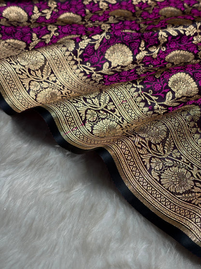 Wine With Pink Tanchoi Satin Katan Silk Saree SKTM-05