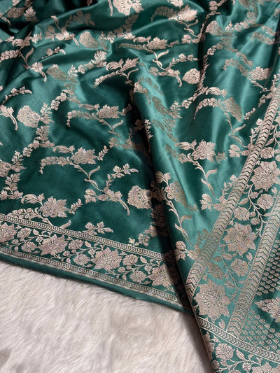 Turquoise Shades Jaal Mashru Silk Saree MCS48