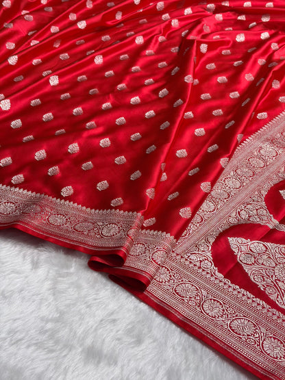 Red Shade Boota Mashru Silk Saree MS17