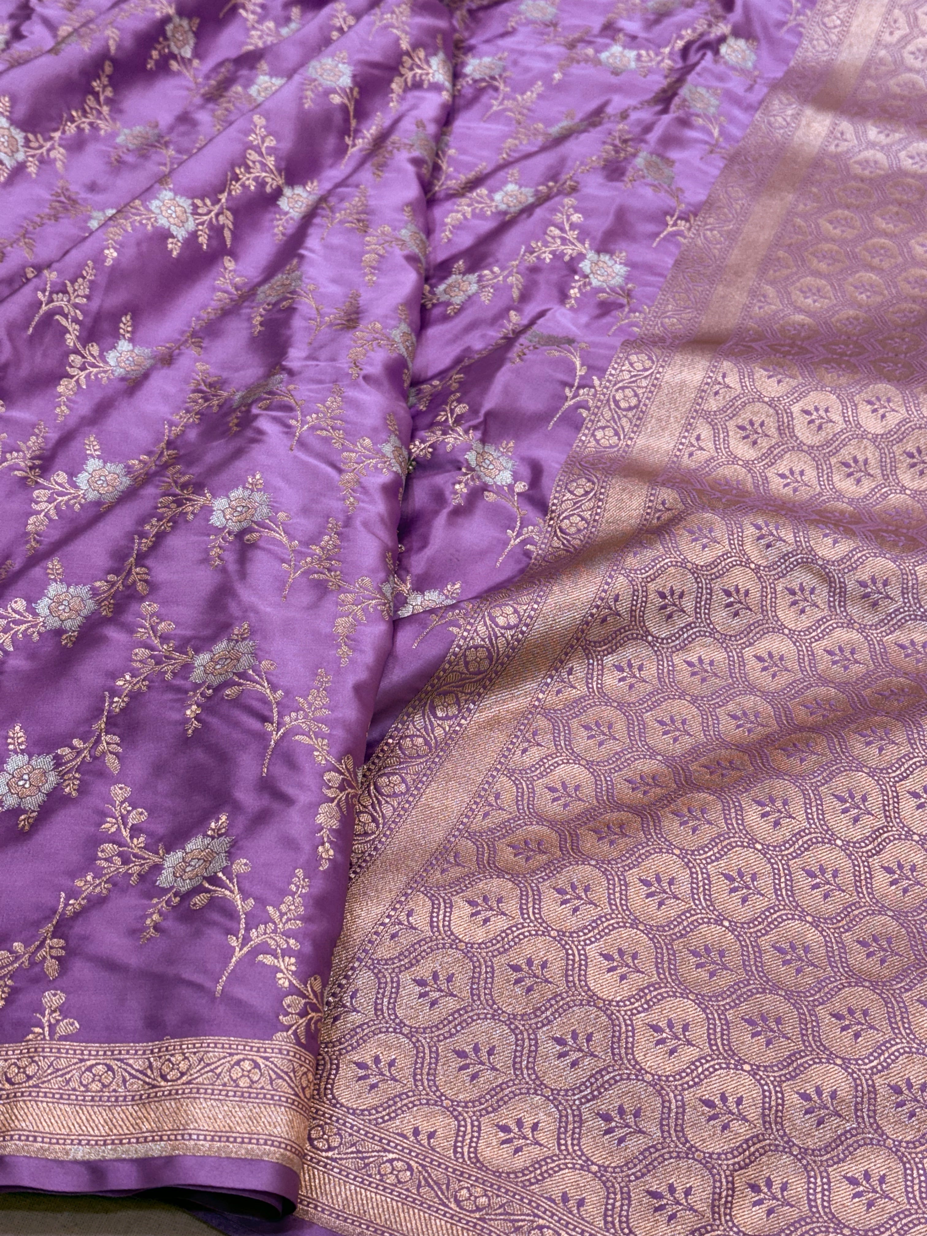 Lavender Minakari Jaal Mashru Silk Saree