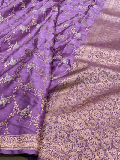 Lavender Minakari Jaal Mashru Silk Saree MCS08