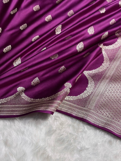 Purple Shades Scallop Mashru Silk Saree MCS20