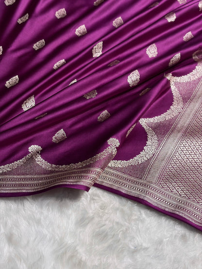 Purple Shades Scallop Mashru Silk Saree MS20
