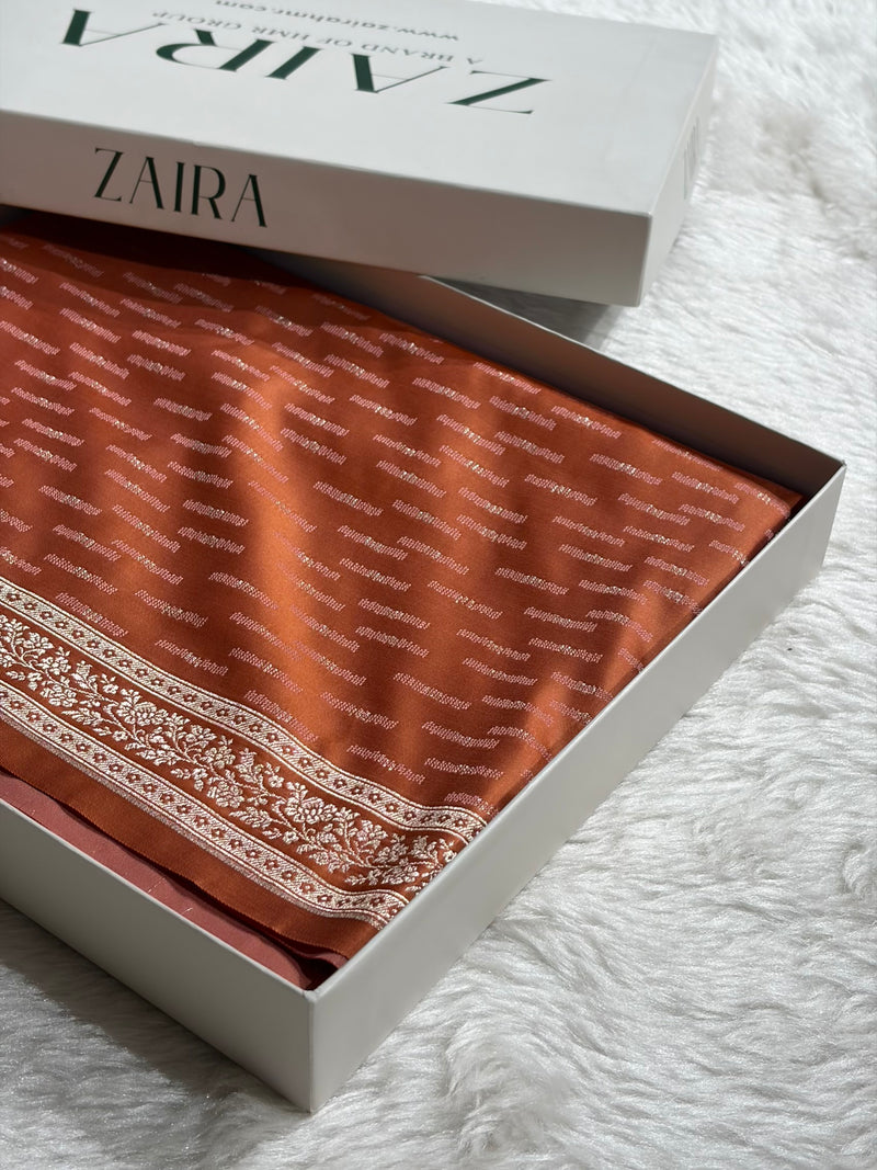Rust Shades Tanchoi Motif Mashru Silk Saree MST-16