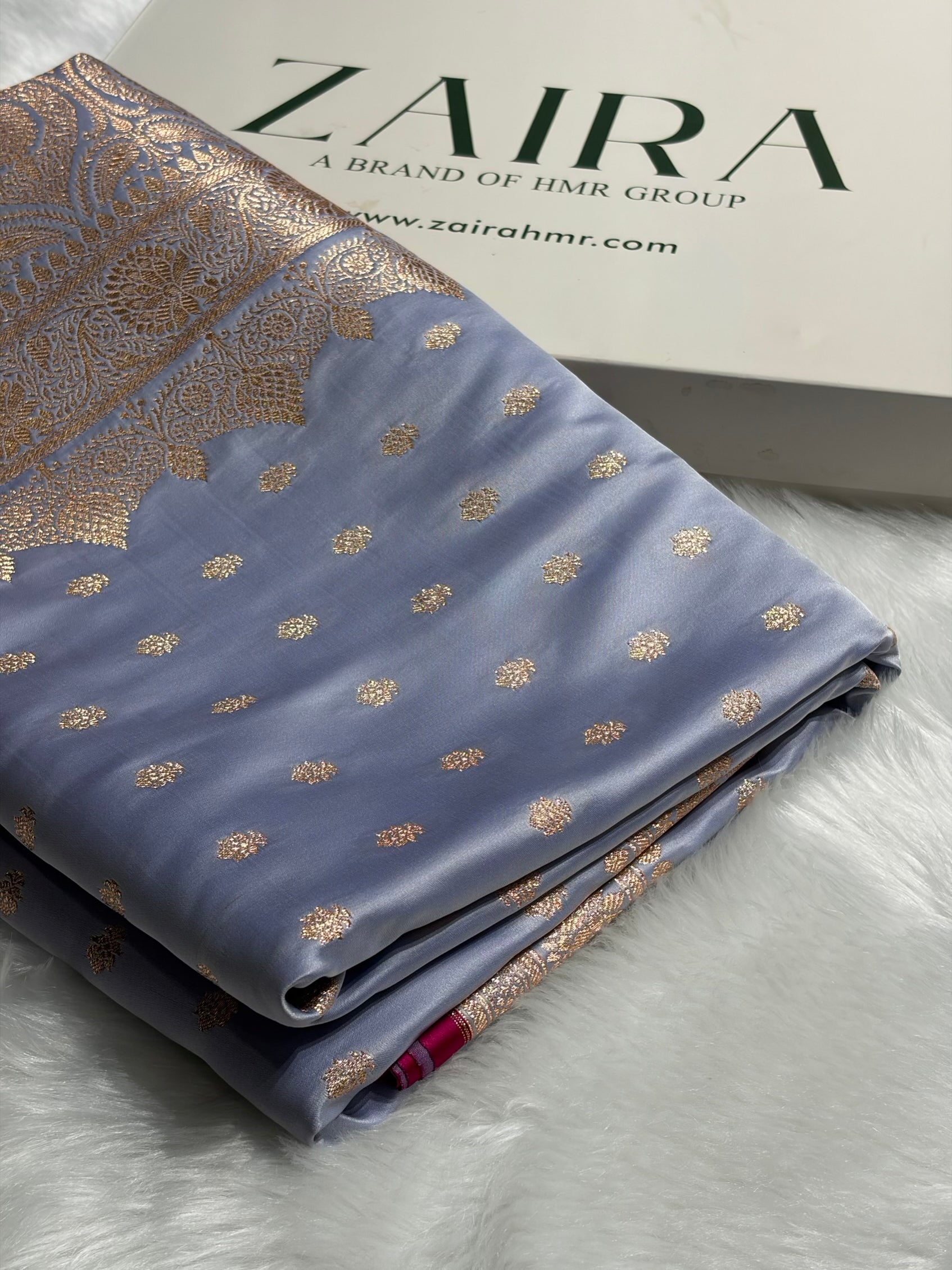 Banarasi Powder Blue Shades Booti Katan Silk Saree SK07