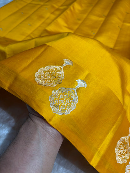 Mustard Gold Shades Handwoven Pure Raw Mango Silk RM-60