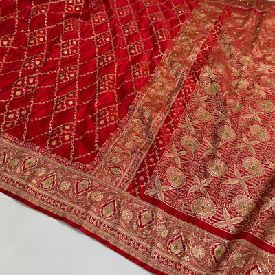 Bridal Red Jaal with Ari and Stone