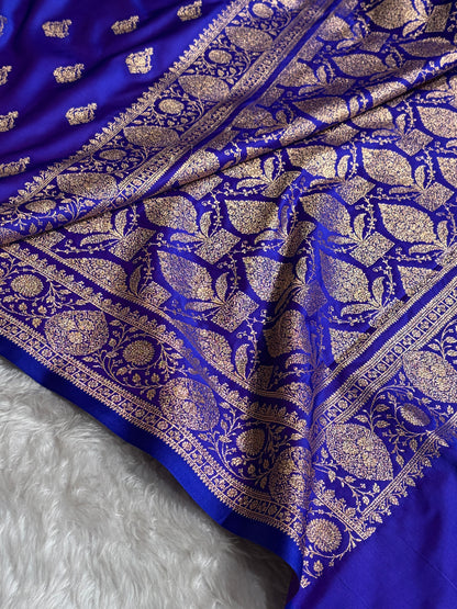 Banarasi Satin Katan Saree With Boota in Royal Purple Shades SK98