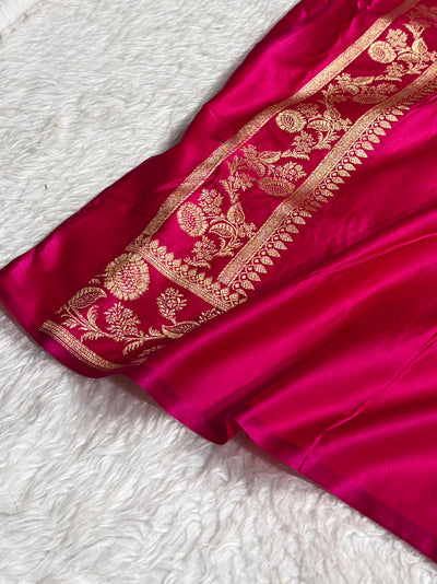 Banarasi Satin Katan Saree With Boota in Rani Shades SK107