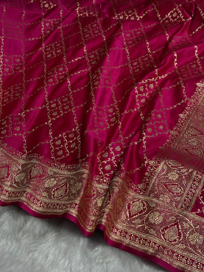 Rani Jaal Satin Katan Silk Saree SK21