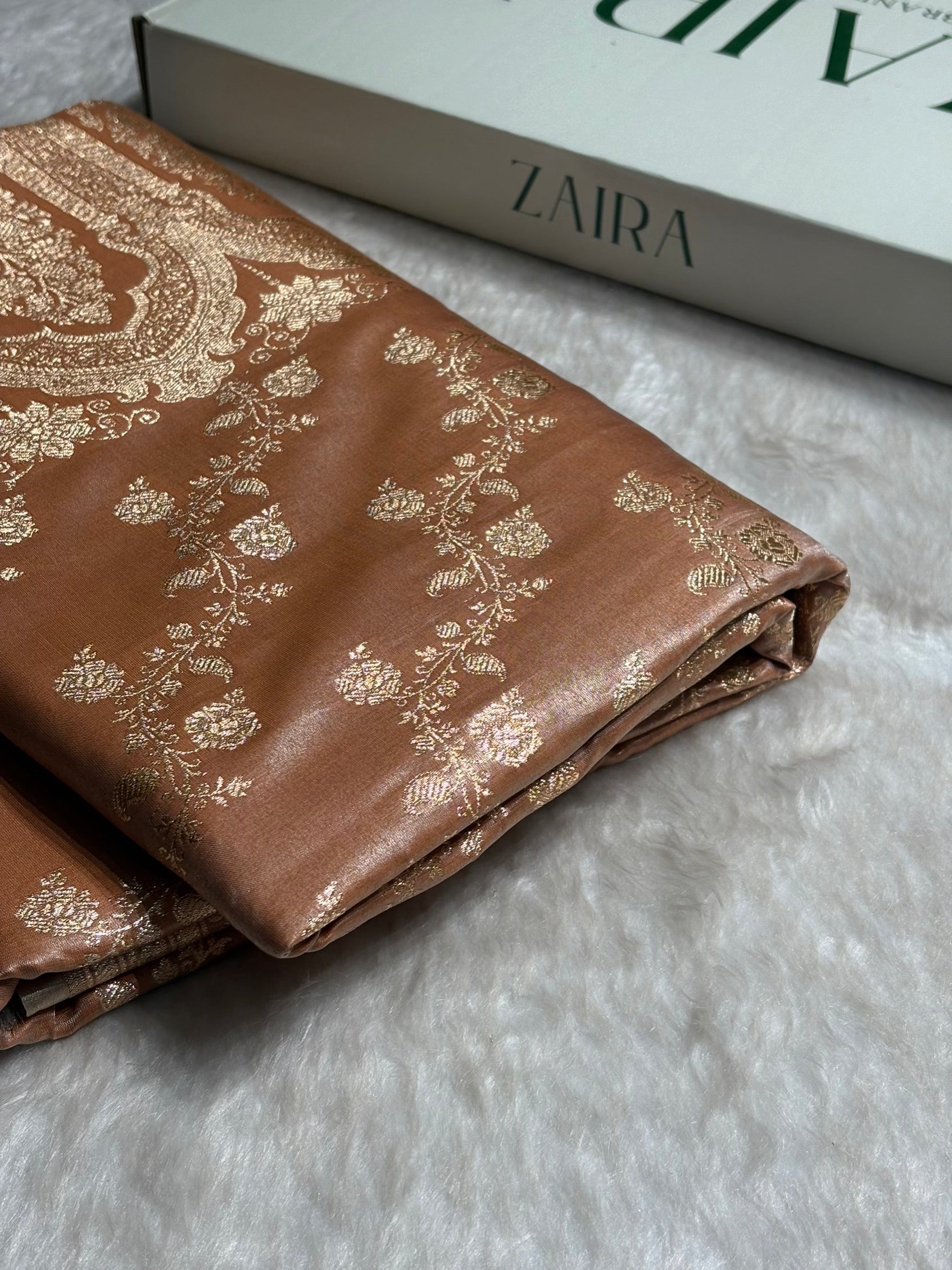 Tusser Shades Banarasi  Cross Jaal Satin Silk Saree SS11