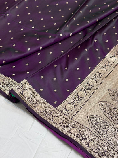 Wine Shade With Booti Pattern Mashru Silk Saree