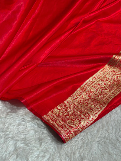 Banarasi Red Shades Booti Pattern Banarasi Satin Silk Saree SS59
