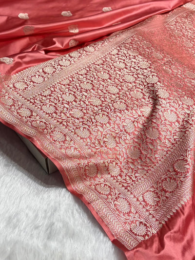 Peach Shades Boota Mashru Silk Saree MCS16