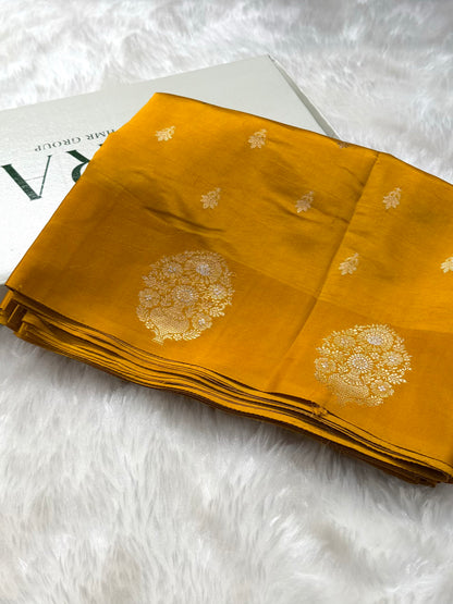 Mustard Shades Handwoven Pure Katan Paper Silk RM-70