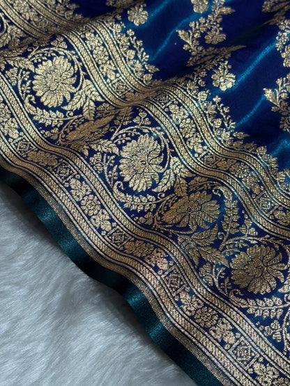 Peacock Shades Banarasi Satin Silk Saree SS32