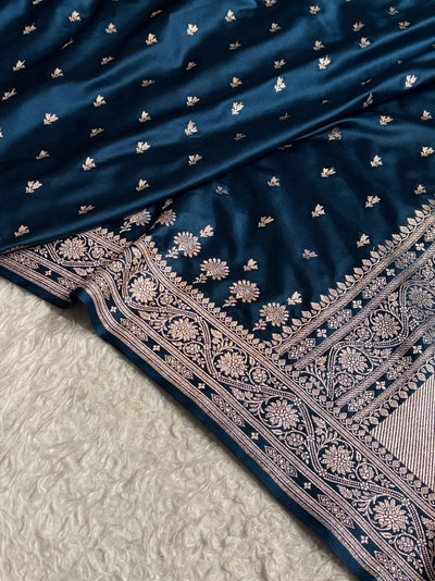 Banarasi German Blue Shades Booti Mashru Silk Saree MCS72