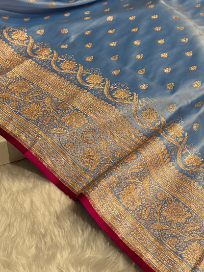 Katan Silk Saree In Nile Blue Shades SK08