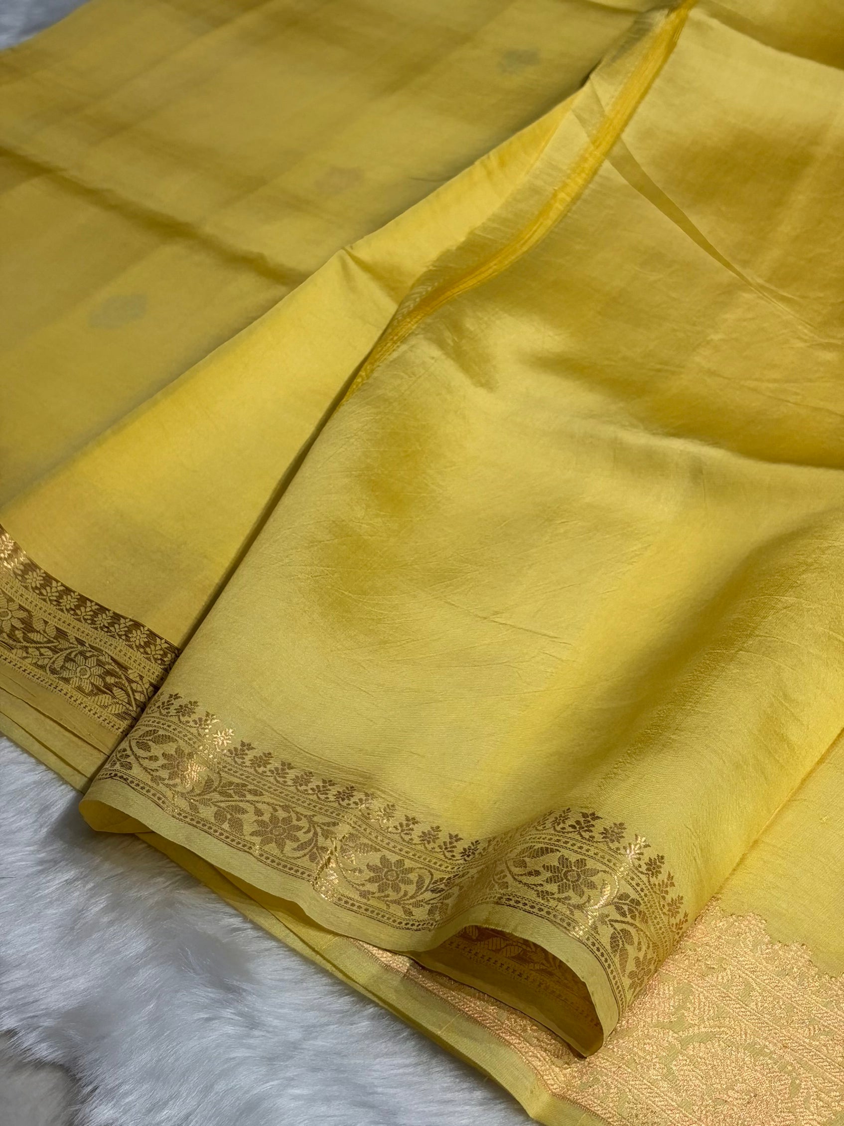 Ombré Lemom Shades Boota Handwoven Pure Raw Mango Silk RM-08