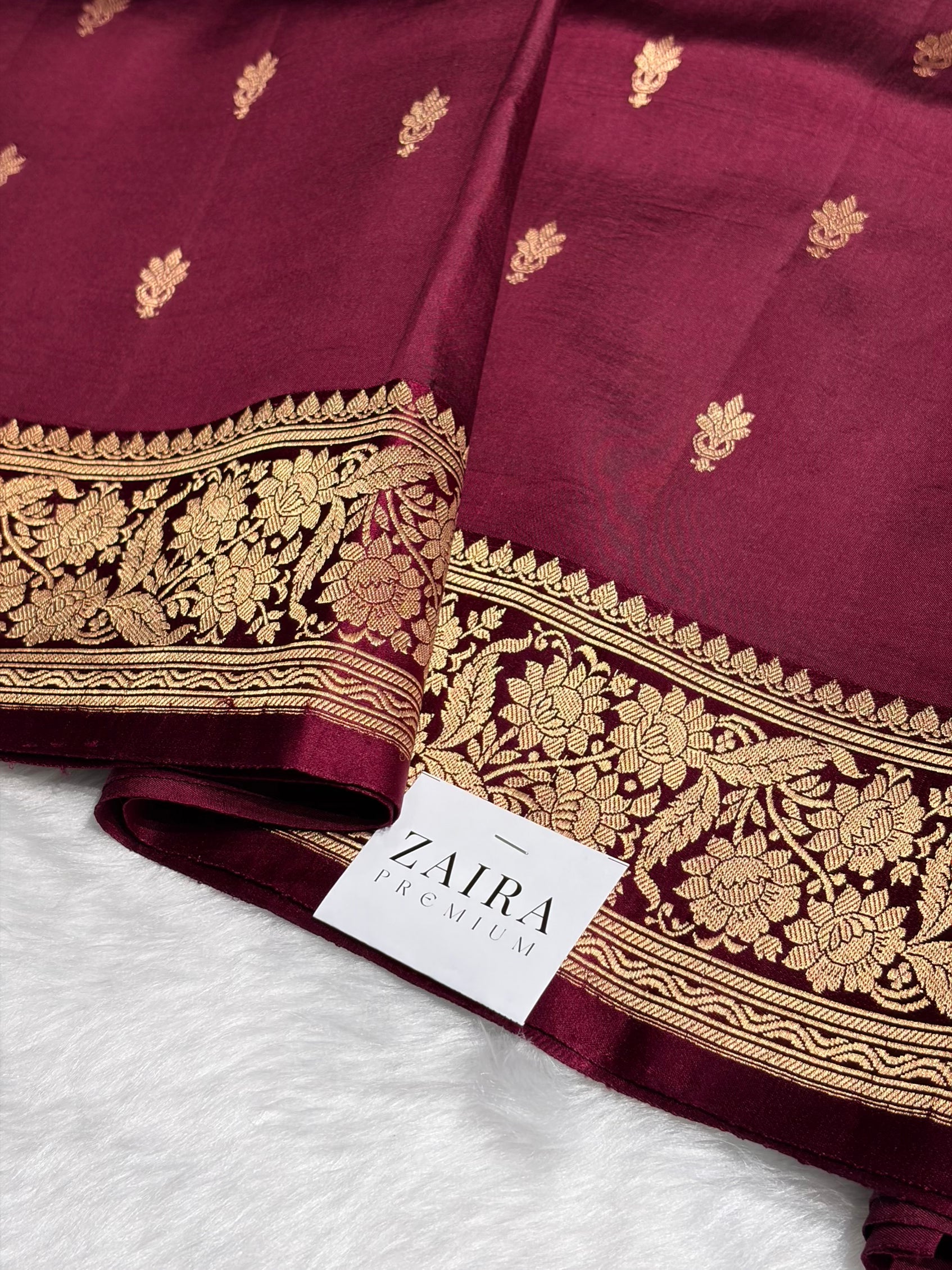 Garnet Shades Meena Boota Handwoven Raw Mango Silk RM-22