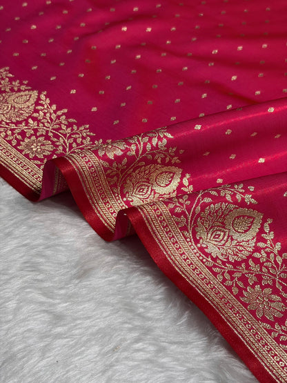 Ultra Light Weight Satin Silk Boota in Rani Shades SS31