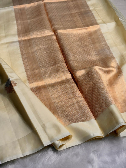 Light Lemon Shades Meena Boota Handwoven Raw Mango Silk RM-43