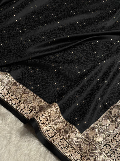 Black Shades Tanchoi Motif Mashru Silk Saree MST-15
