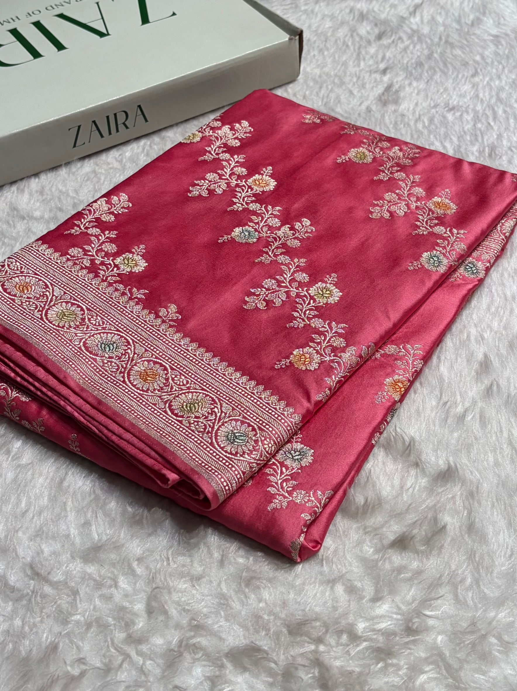 Baby Pink Minakari Banarasi Cross Mashru Silk Saree MS01