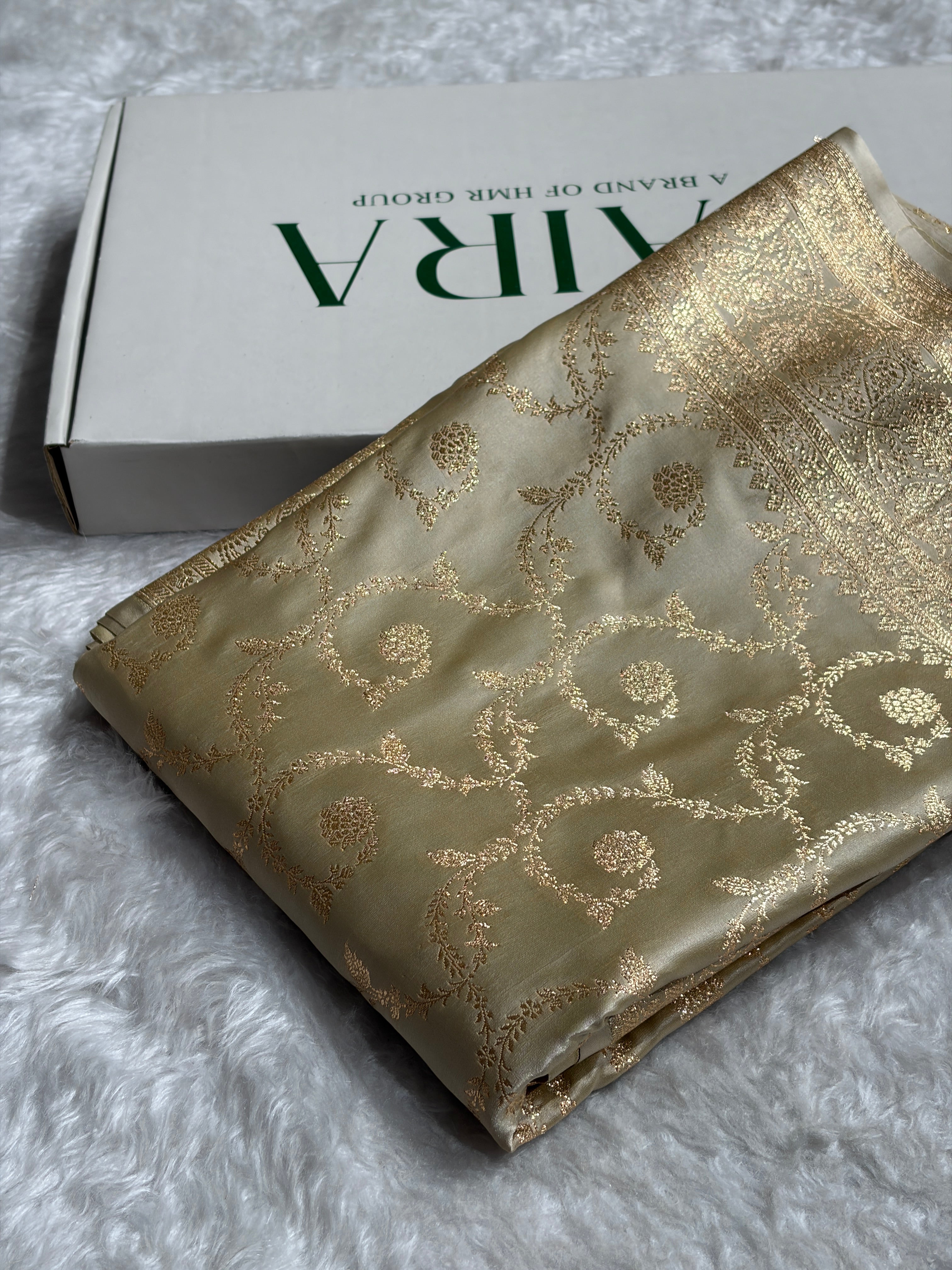 Tusser Shades Floral Jaal Pattern Satin Katan Silk saree SK55