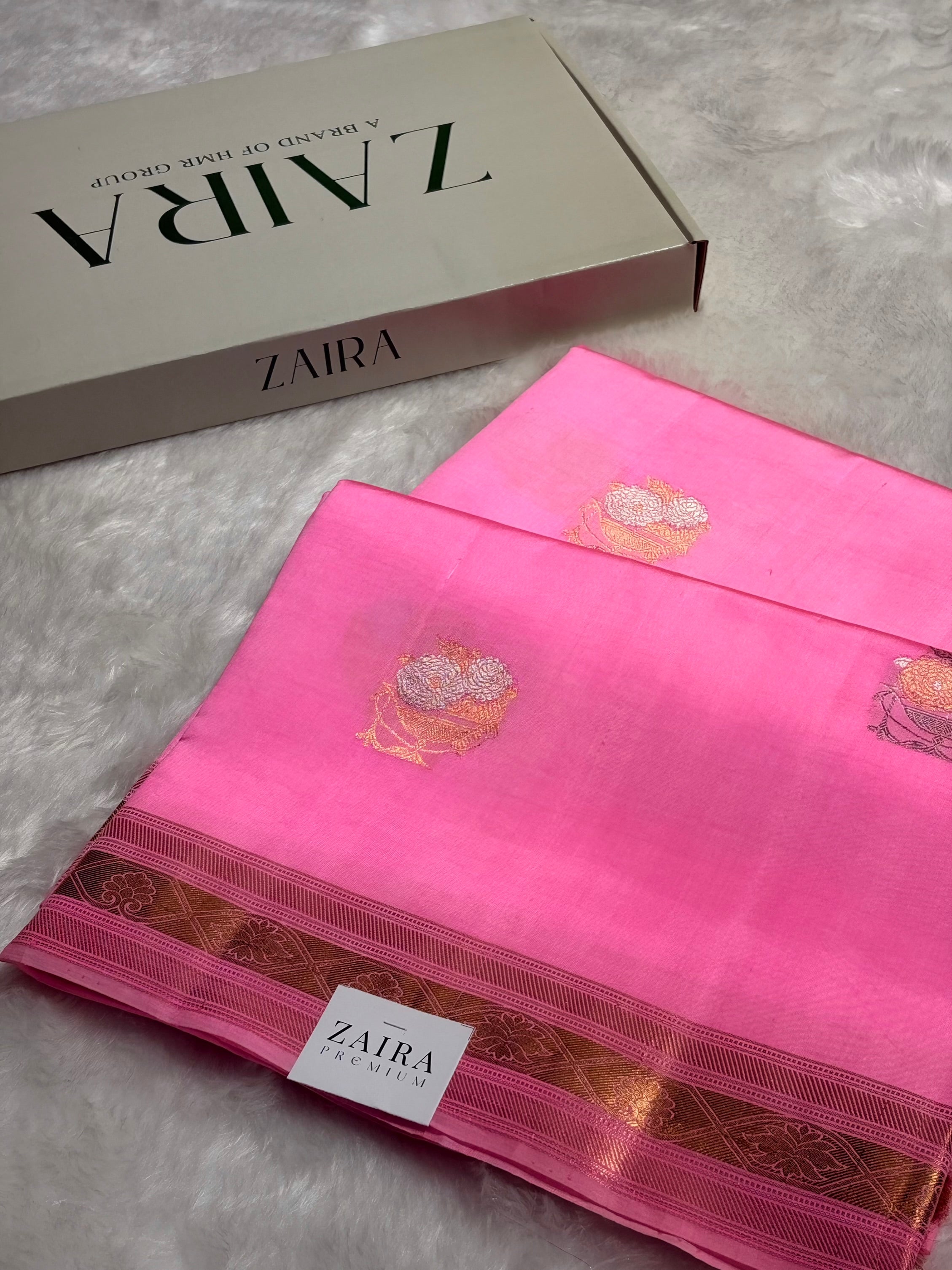 Baby Pink Boota Handwoven Raw Mango Silk RM-29