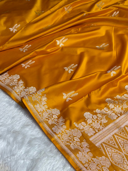 Mustard Floral Boota Mashru Silk Saree MSM-43