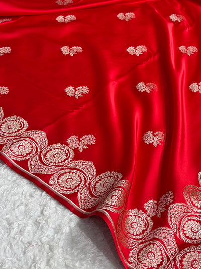 Red Shades Banarasi Boota Pattern Floral Mashru Silk Saree MSM-110